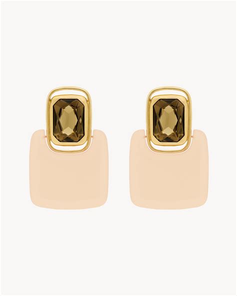 ysl oorbellen|ysl cabochon square earrings.